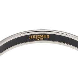 Pre Owned Hermès Black Engraved Enamel Sellier Narrow Bracelet