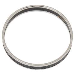 Pre Owned Hermès Black Engraved Enamel Sellier Narrow Bracelet