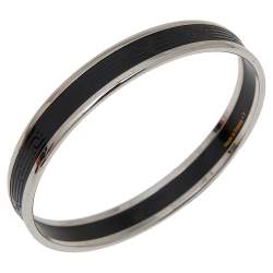 Pre Owned Hermès Black Engraved Enamel Sellier Narrow Bracelet