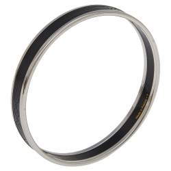 Pre Owned Hermès Black Engraved Enamel Sellier Narrow Bracelet