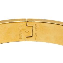 Pre Owned Hermes Clic H Gold Plated White Enamel Cuff Bracelet