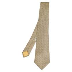 Hermès Yellow Geometric H Print Silk Tie