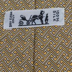 Hermès Yellow Geometric H Print Silk Tie