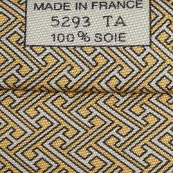 Hermès Yellow Geometric H Print Silk Tie