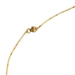 Pre Owned Hermes Pop H Orange Enamel Pendant Gold Plated Boxy Chain Necklace