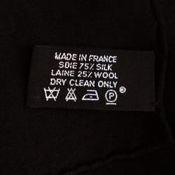 Pre Owned Hermés Black Silk and Wool Faconnee Grand H Pattern Scarf