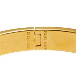 Pre Owned Hermès Clic H Black Enamel Gold Plated Narrow Bracelet PM