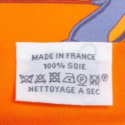 Pre Owned Hermès Orange Le Grand Prix du Faubourg Silk Maxi Twilly 