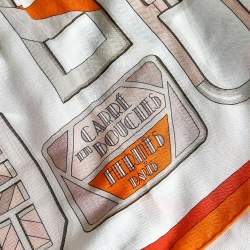 Pre Owned Hermés Cream Carre en Boucles Print Cashmere and Silk Shawl