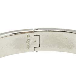 Pre Owned Hermès Clic H Palladium Plated Orange Enamel Narrow Bracelet