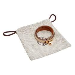 Pre Owned Hermes Beige Leather Gold Plated Kelly Double Tour Bracelet