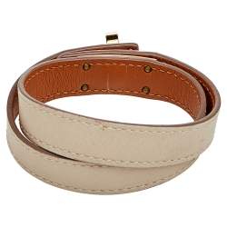Pre Owned Hermes Beige Leather Gold Plated Kelly Double Tour Bracelet