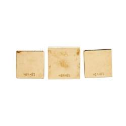 Pre Owned Hermes Pyramid Medor Gold Plated Set of 3 Studs Twilly Scarf Ring