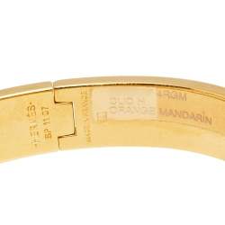 Pre Owned Hermès Clic H Gold Plated Rose Florida Enamel Narrow PM Bracelet