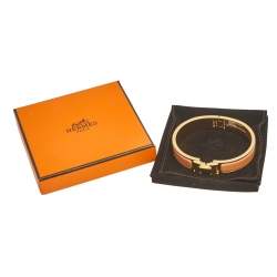 Pre Owned Hermès Clic H Gold Plated Rose Florida Enamel Narrow PM Bracelet