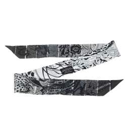 Pre Owned Hermes Grey Jungle Love Rainbow Silk Twilly 