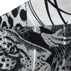 Pre Owned Hermes Grey Jungle Love Rainbow Silk Twilly 