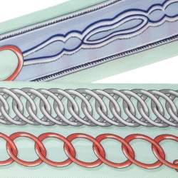 Pre Owned Hermes Green & Blue Chain Print Silk Twilly 