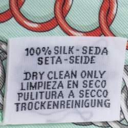 Pre Owned Hermes Green & Blue Chain Print Silk Twilly 