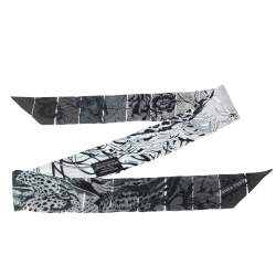 Pre Owned Hermes Grey Jungle Love Rainbow Silk Twilly