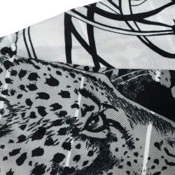 Pre Owned Hermes Grey Jungle Love Rainbow Silk Twilly