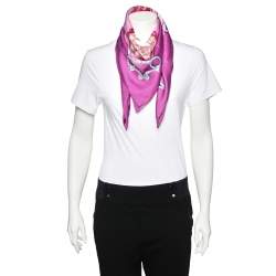 Pre Owned Hermés Purple Bride De Cour Printed Silk Square Scarf