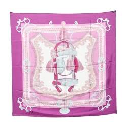 Pre Owned Hermés Purple Bride De Cour Printed Silk Square Scarf