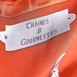 Pre Owned Hermes Orange Chaines & Gourmettes Printed Silk Square Scarf