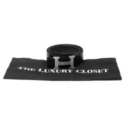 Pre Owned Hermes Black Togo and Box Leather H Buckle Reversible Belt 95CM