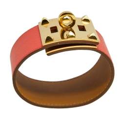 Pre Owned Hermes Kelly Dog Epsom Leather Gold Tone Metal Bracelet S