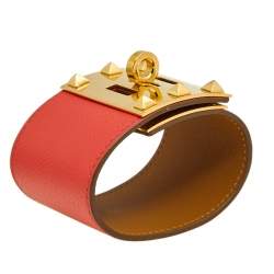 Pre Owned Hermes Kelly Dog Epsom Leather Gold Tone Metal Bracelet S