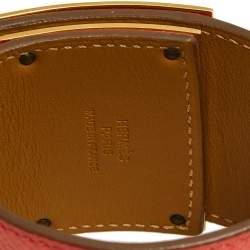 Pre Owned Hermes Kelly Dog Epsom Leather Gold Tone Metal Bracelet S