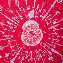 Pre Owned Hermès Pink Les Cles Silk Square Scarf