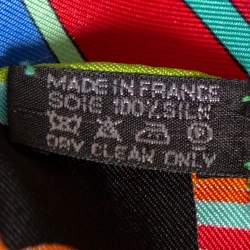 Pre Owned Hermès Multicolored Logo Printed Silk Scarf