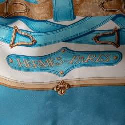 Hermes Blue Cavalcadour Silk Square Scarf 