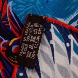 Pre Owned Hermès Blue Into The Canadian Wild Silk Scarf
