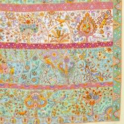 Pre Owned Hermès Pale Yellow Au Pays Des Oiseaux - Fleurs Silk Scarf