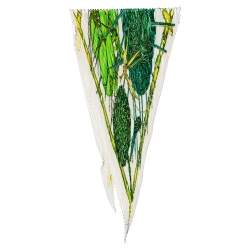 Pre Owned Hermés Cream Jardin Creole Printed Silk Plisse Scarf