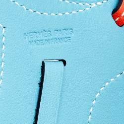 Pre Owned Hermes Orange Poppy/Blue Jean Swift Leather Paddock Selle Saddle Bag Charm