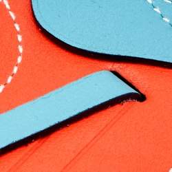 Pre Owned Hermes Orange Poppy/Blue Jean Swift Leather Paddock Selle Saddle Bag Charm