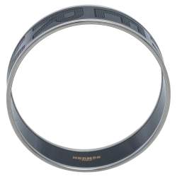 Pre Owned Hermes Black Logo Printed Enamel Palladium Plated Bangle Bracelet