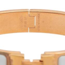 Pre Owned Hermes White Enamel Gold Plated Clic H Bracelet