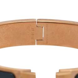 Pre Owned Hermes Grey Enamel Gold Plated Clic H Bracelet