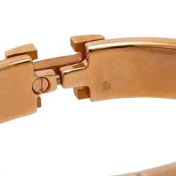 Pre Owned Hermes Blue Enamel Gold Plated Clic H Bracelet