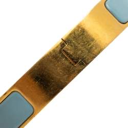 Pre Owned Hermes Blue Enamel Gold Plated Clic H Bracelet