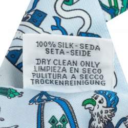 Pre Owned Hermes Blue Printed Silk Twilly