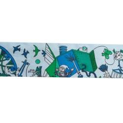 Pre Owned Hermes Blue Printed Silk Twilly