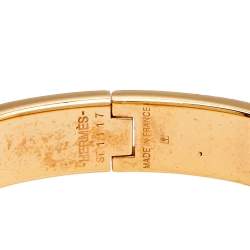 Pre Owned Hermès Clic H Cream Enamel Rose Gold Plated Narrow Bracelet