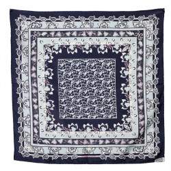 Pre Owned Hermès Blue Floral Print Silk Gavroche Scarf