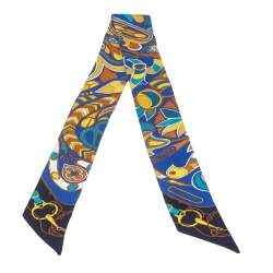 Pre Owned Hermès Blue Hippie Silk Twilly